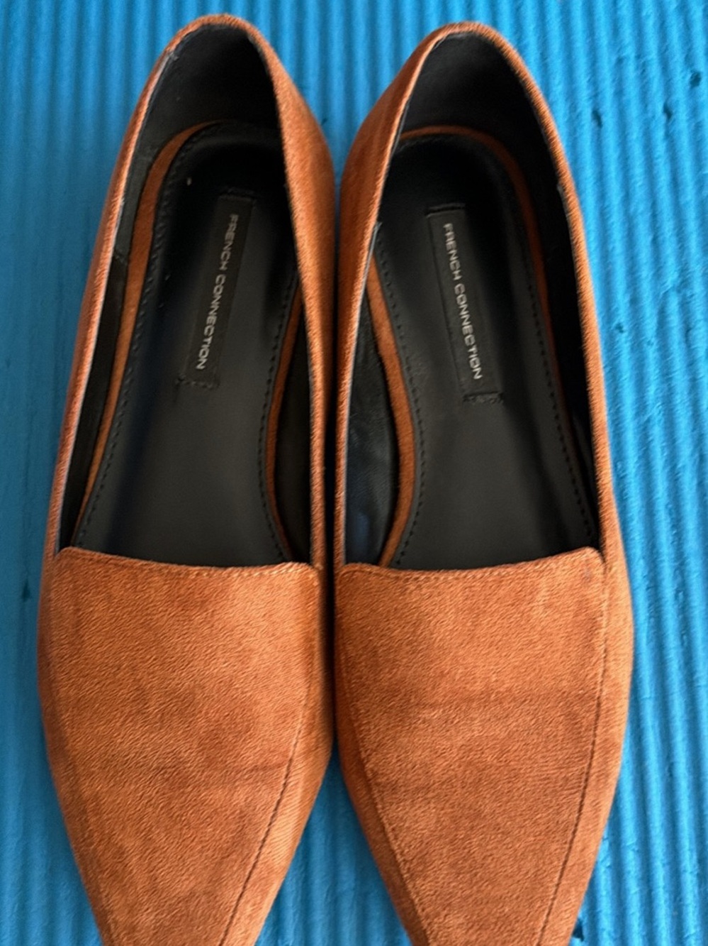 French Connection Women's Cognac Suede Pointed Toe Flats
